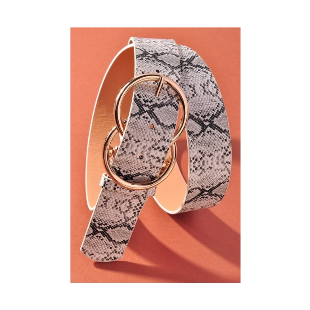 ⭐HP⭐ Faux Leather Snakeskin Double-O Belt
